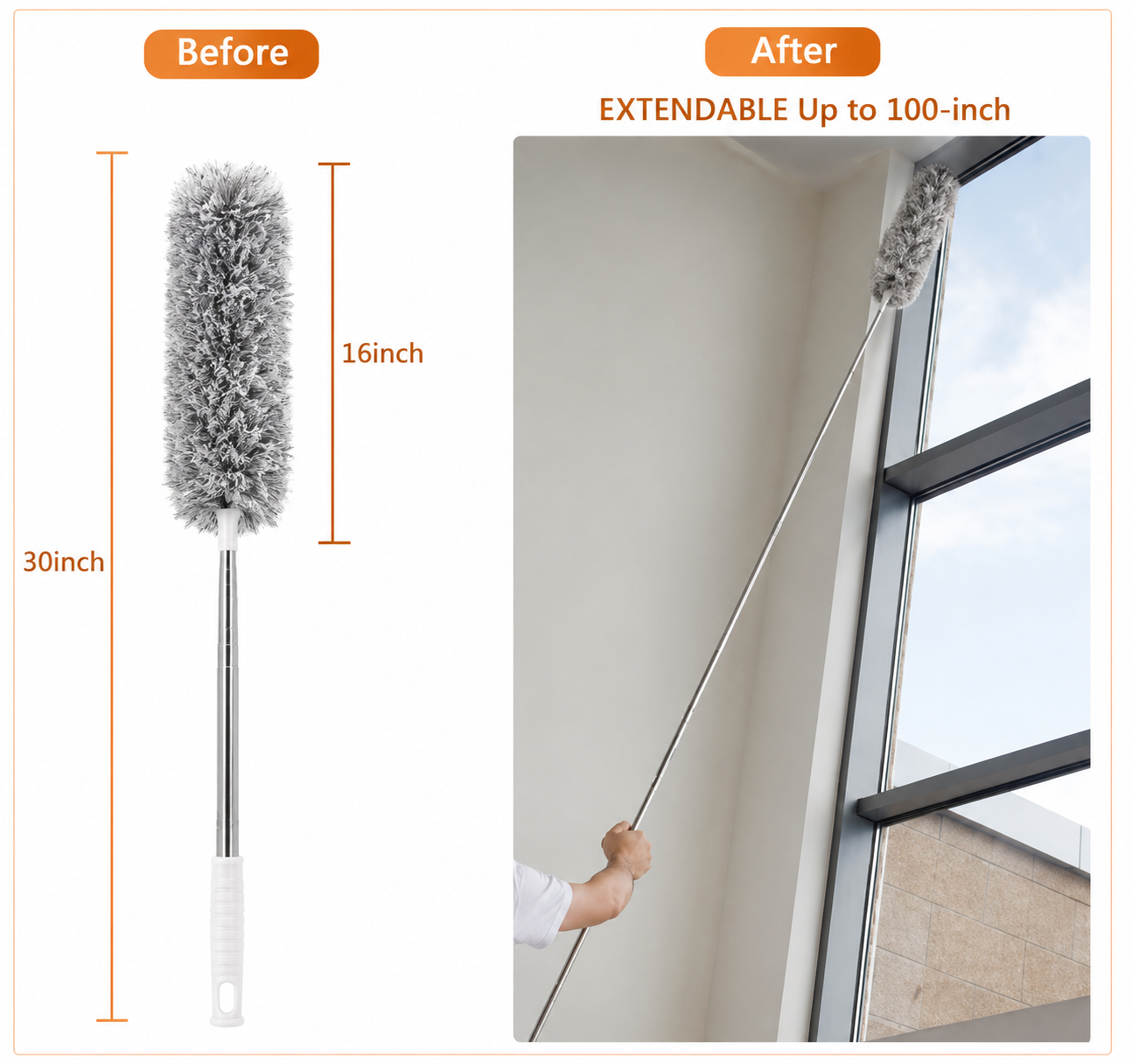 Ghar Sazz Premium Microfiber Duster | Flexible Extendable Cleaning Brush